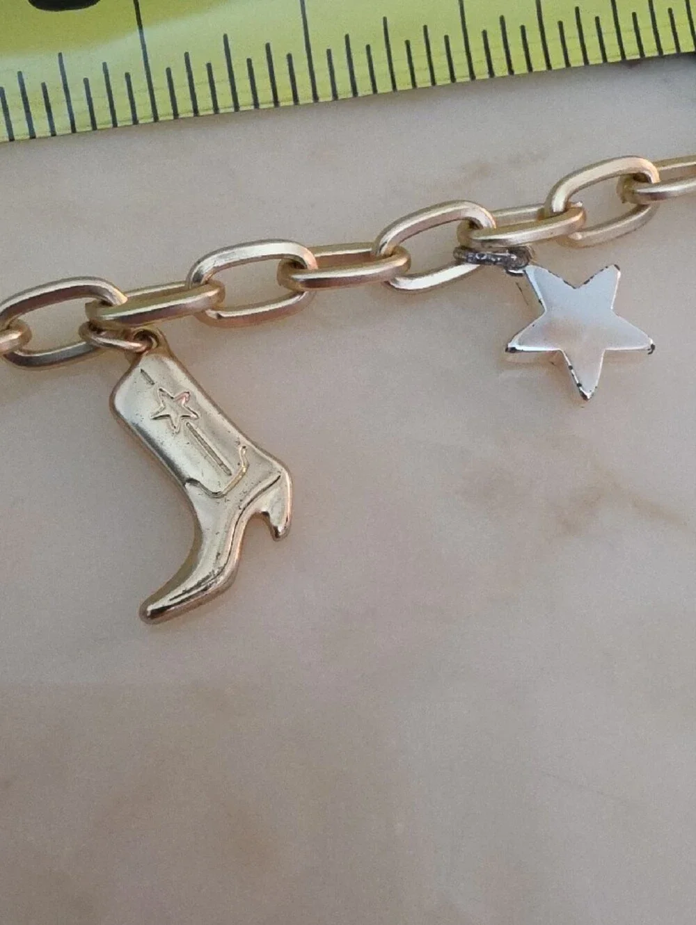 Gold-Tone Western Charm Bracelet with Cowboy Boot, Hat & Stars